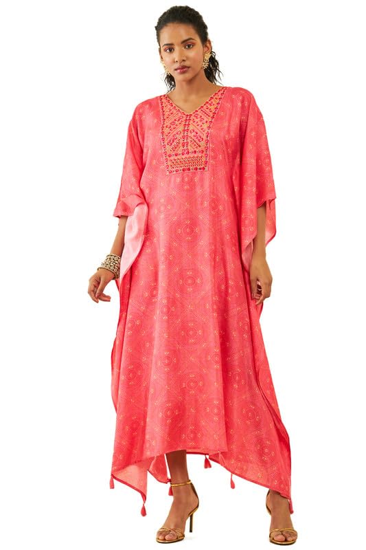 Soch Women Silk Blend Mirror Work T-Shirt
