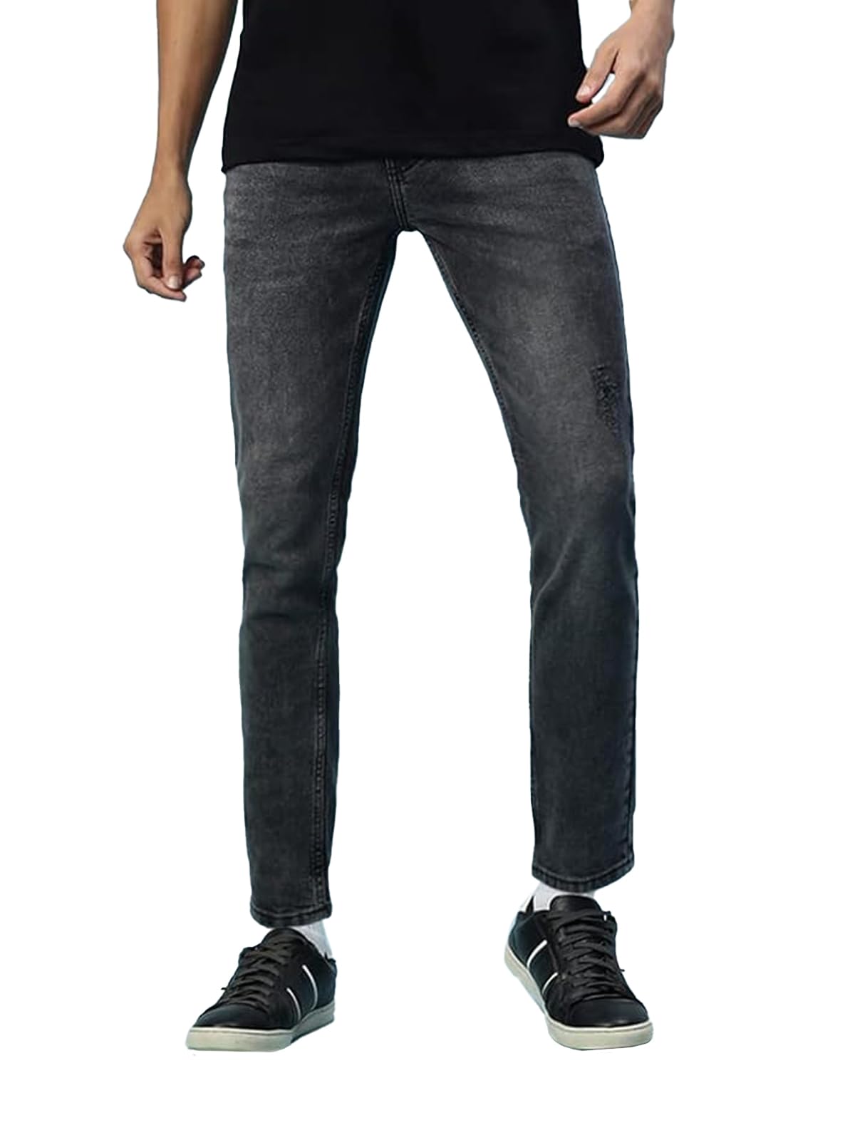 Veirdo Men's Cotton Slim Fit Full Length Mid Rise Denim