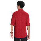 Turtle Men 100% Cotton Red Printed Slim Fit Full Sleeve Casual Shirt