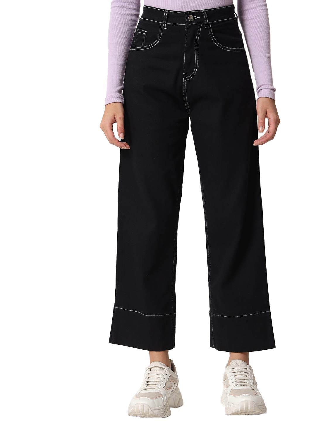 Kotty Womens Cotton Lycra Blend Straight Fit High Rise Jeans