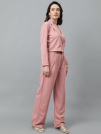 Kotty WomenS Dress Pant With Blazer Co-Ords Set Dusty Pink