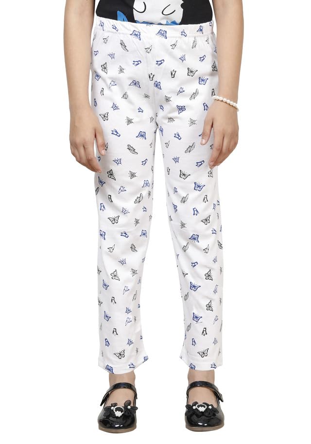 Girls Cotton Printed Regular Pyjamas Lower Pants (Pack of 1) White 13-14