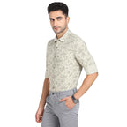 Turtle Men 100% Rayon Slim Fit Grey Printed Full Sleeve Casual Shirt