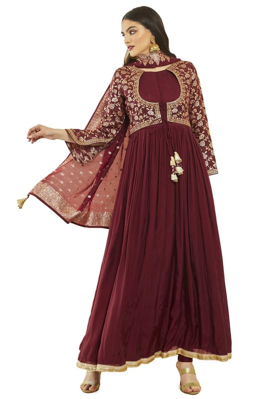 Soch Women Muslin Zari Woven and Embroidered Suit Set with Dupatta