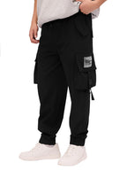 The Souled Store Batman: Dark Knight Men and Boys Drawstringed Black Printed Cotton Cargo Joggers