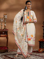 Libas WomenS Cotton Blend Kurta Set (48732_Off White