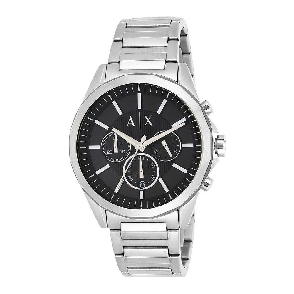 A|X ARMANI EXCHANGE Men's Chronograph Stainless Steel Watch, Color: Silver/Black (Model: AX2600)