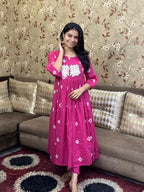 ANNI DESIGNER Women s Rayon Blend Kurta with Pants, Pink, XL
