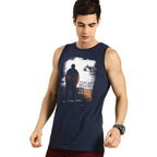 Bewakoof Men Make Tracks Graphic Print Blue Sleeveless Round Neck Vest