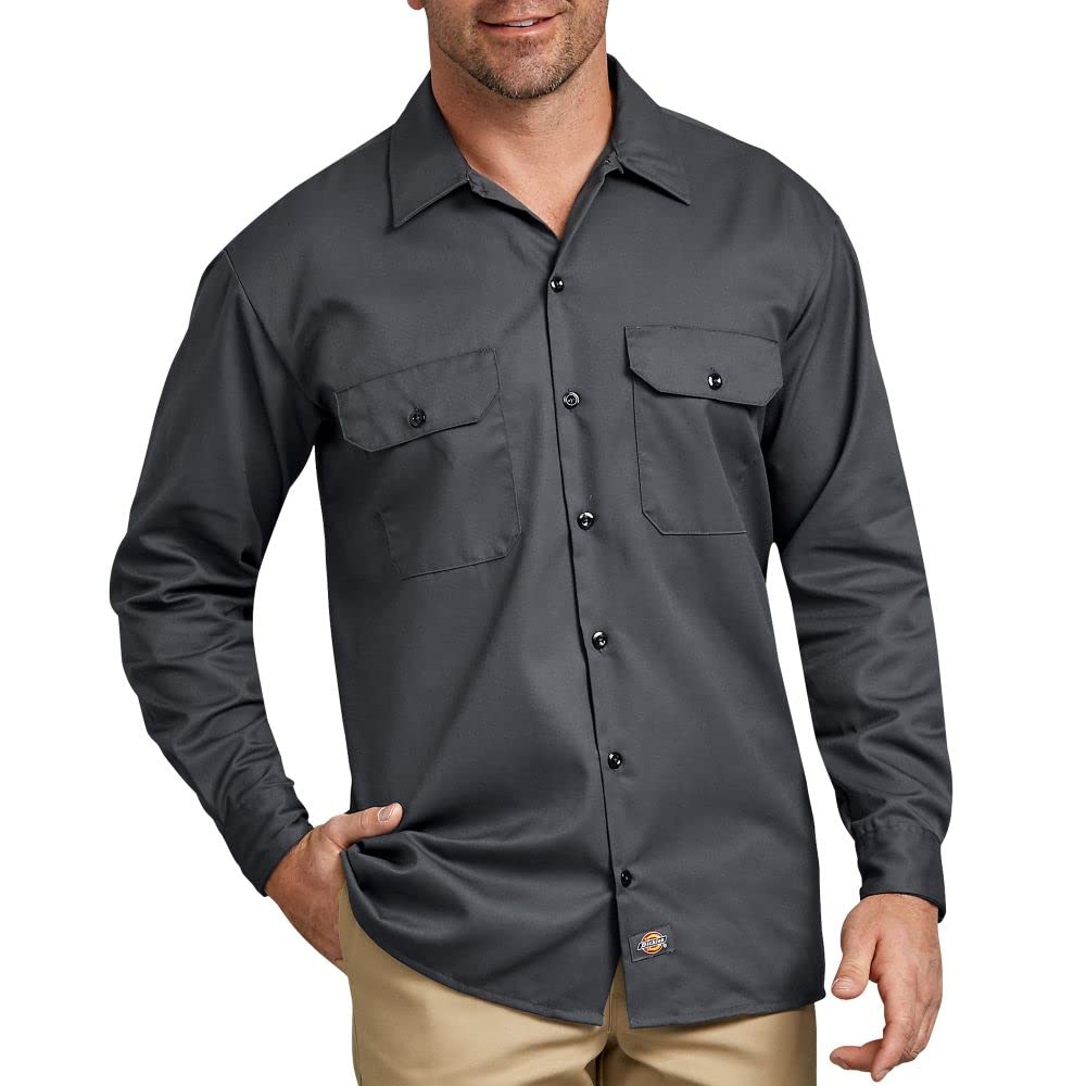 Unisex Long-Sleeve Work Shirt - NAVY - S(D0102H7ZgA2)
