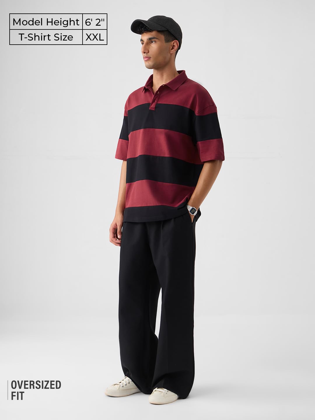 The Souled Store Colourblock: Red Flame Men and Boys Short Sleeves Collared Neck Cotton Oversized Polos