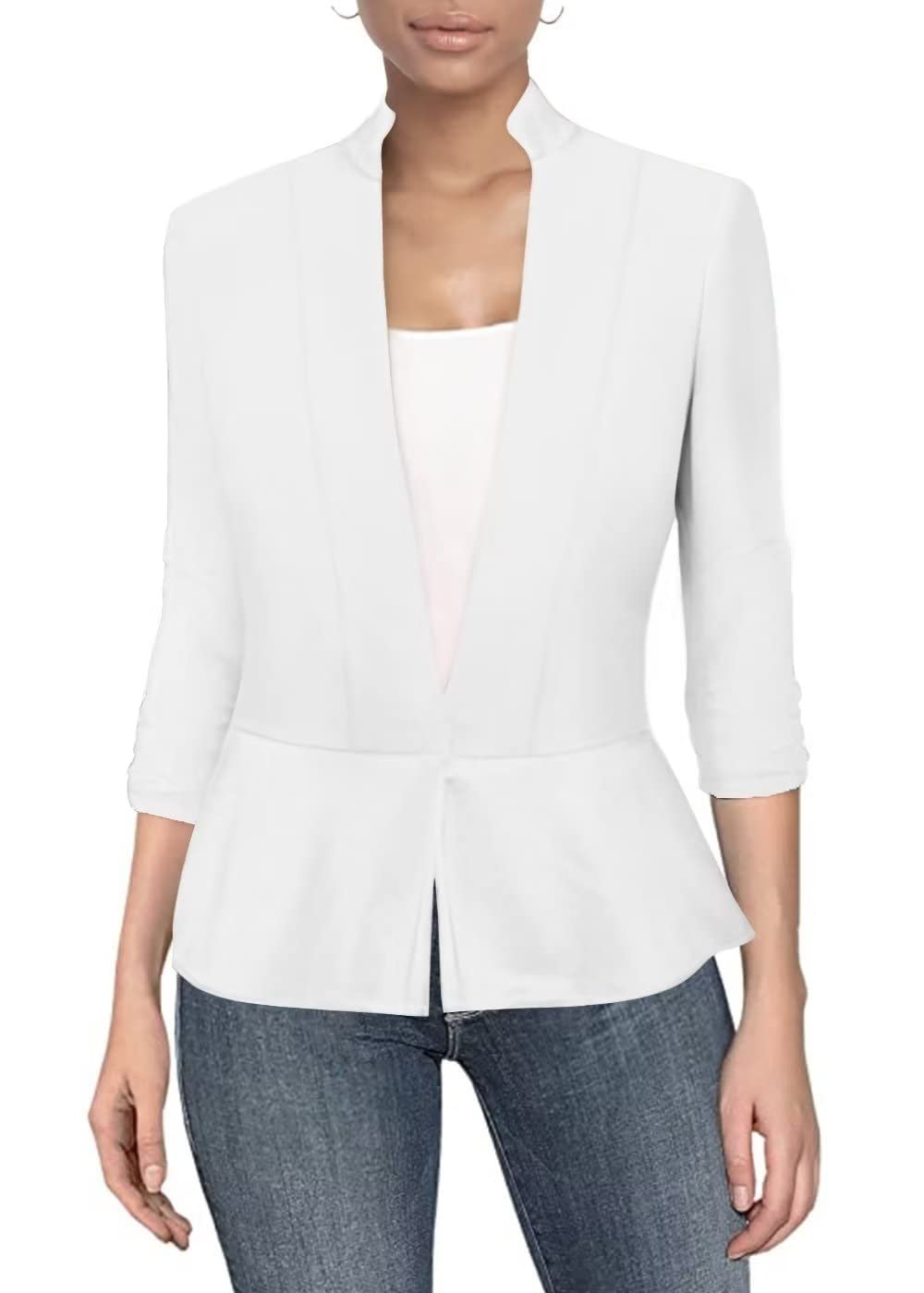 Women Super Comfy Ponte Office Blazer JK1135 1073T White S