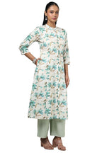Soch Womens Beige Linen Floral Print Kurta