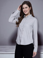 OOMPH! Regular Fit Formal Shirts for Women, Grey