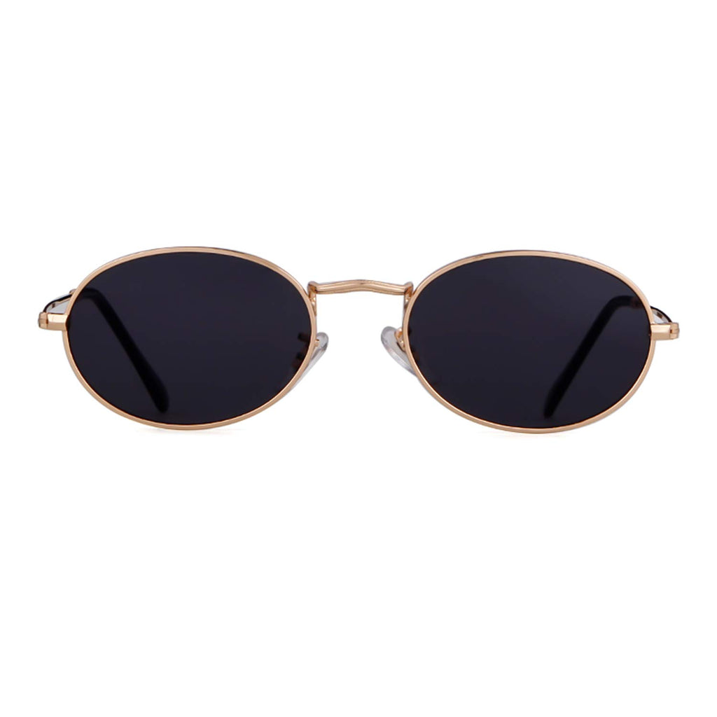 GIFIORE Oval Sunglasses for Women Men,Vintage Retro 90s Sunglasses Trendy Fashion Small Sun Glasses Unisex Style (Gold Frame Gre
