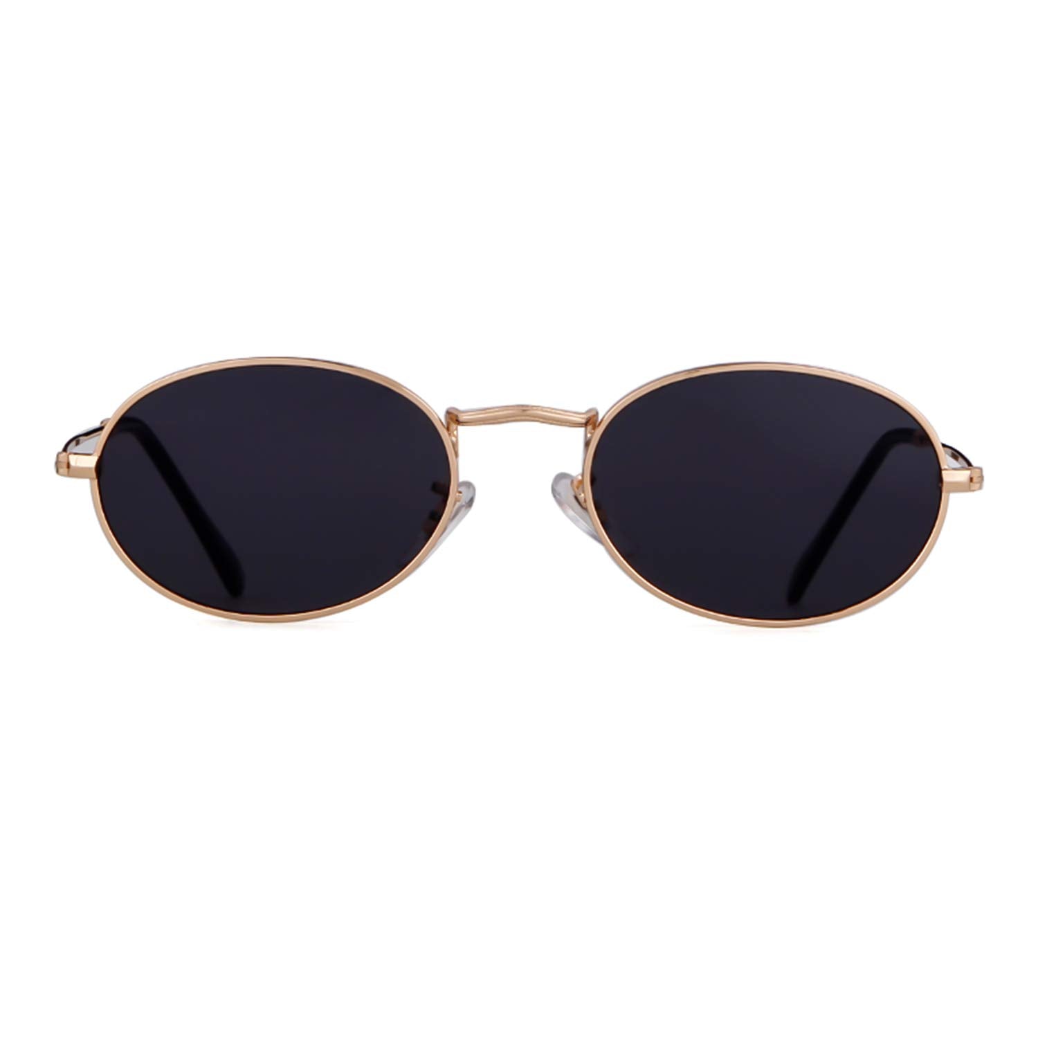 GIFIORE Oval Sunglasses for Women Men,Vintage Retro 90s Sunglasses Trendy Fashion Small Sun Glasses Unisex Style (Gold Frame Gre