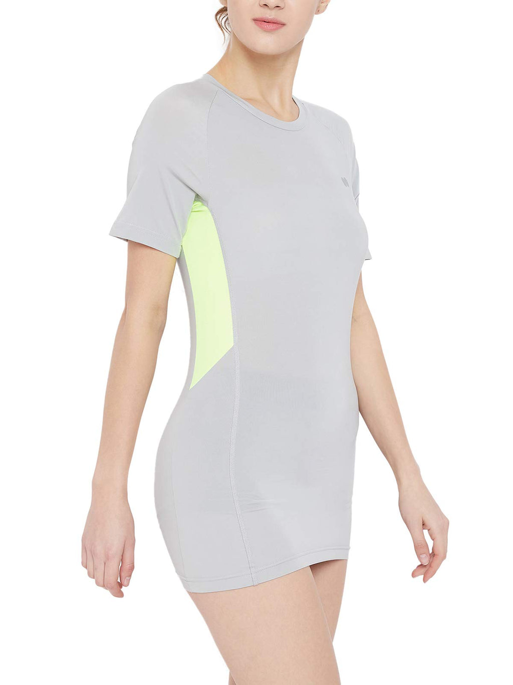 Clovia Women'S Polyester Sports Short Sleeve T-Shirt Dress (At0129P01_Grey_L)