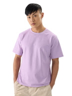 The Souled Store Solids: Faded Purple Men and Boys Short Sleeves Round Neck Regular Fit Cotton Blend T-Shirts