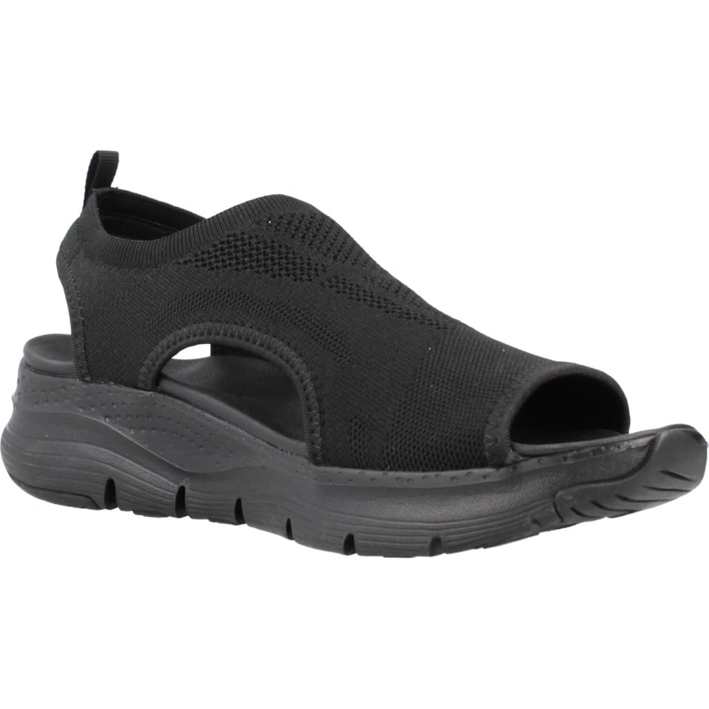 Skechers Women's Arch FIT-City Catch, Black/Black, 6