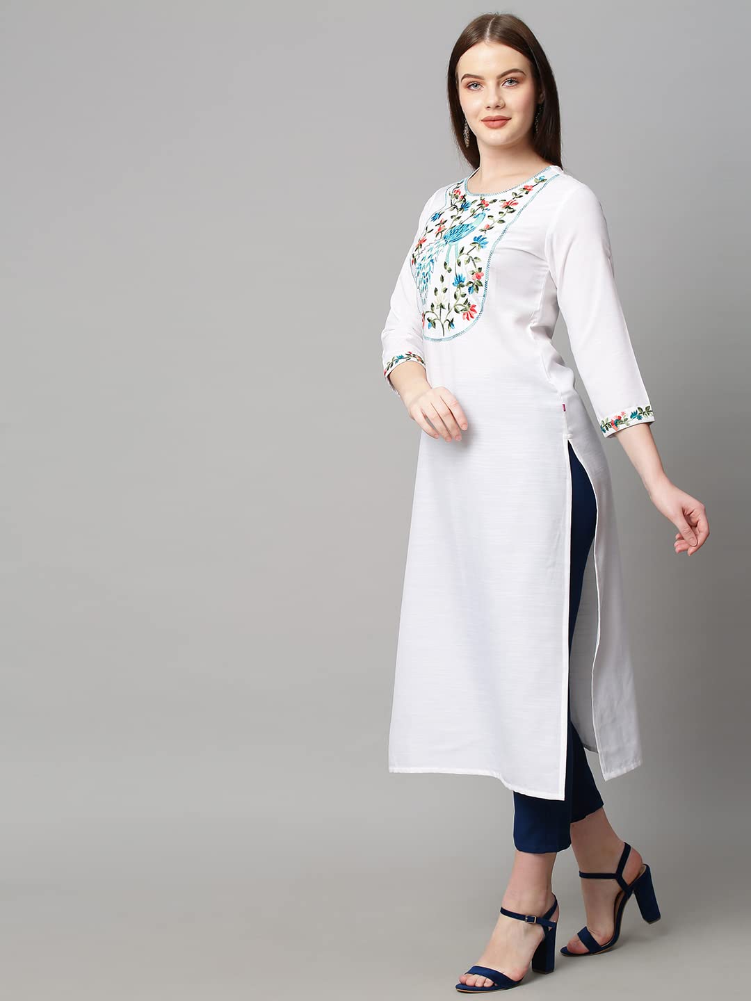 Gosriki Women'S Cotton Blend Traditional Straight Solid Kurta And Pant Set (Dona-Gs)