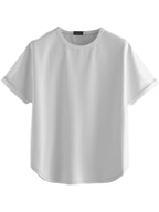 Juneberry Pure 100% Cotton Oversized Loose Baggy Fit Round Neck With Drop Shoulder Black & White & Cork Half Sleeves Boyfriend T