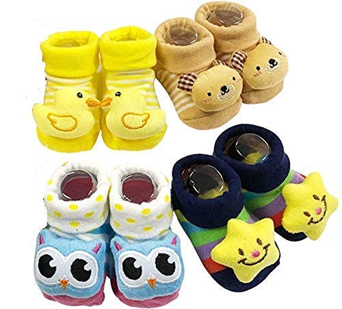 Shopcash Baby BoyS And Baby GirlS Cute Cotton Ankle Length Socks  Pack Of 4 (03 Months , Multicolour) 2