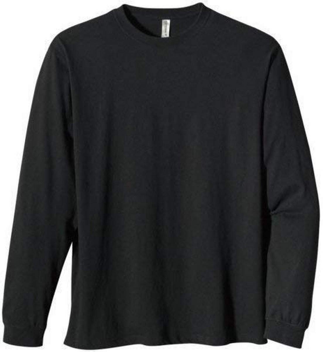 Mens 55 oz 100% Organic cotton classic Long-Sleeve T-Shirt - BLAcK - S(D0102H7Zg3P)