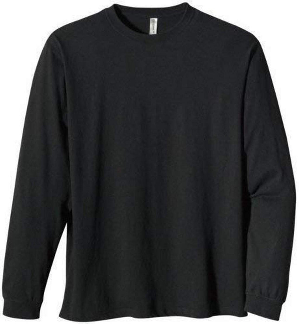 Mens 55 oz 100% Organic cotton classic Long-Sleeve T-Shirt - BLAcK - S(D0102H7Zg3J)