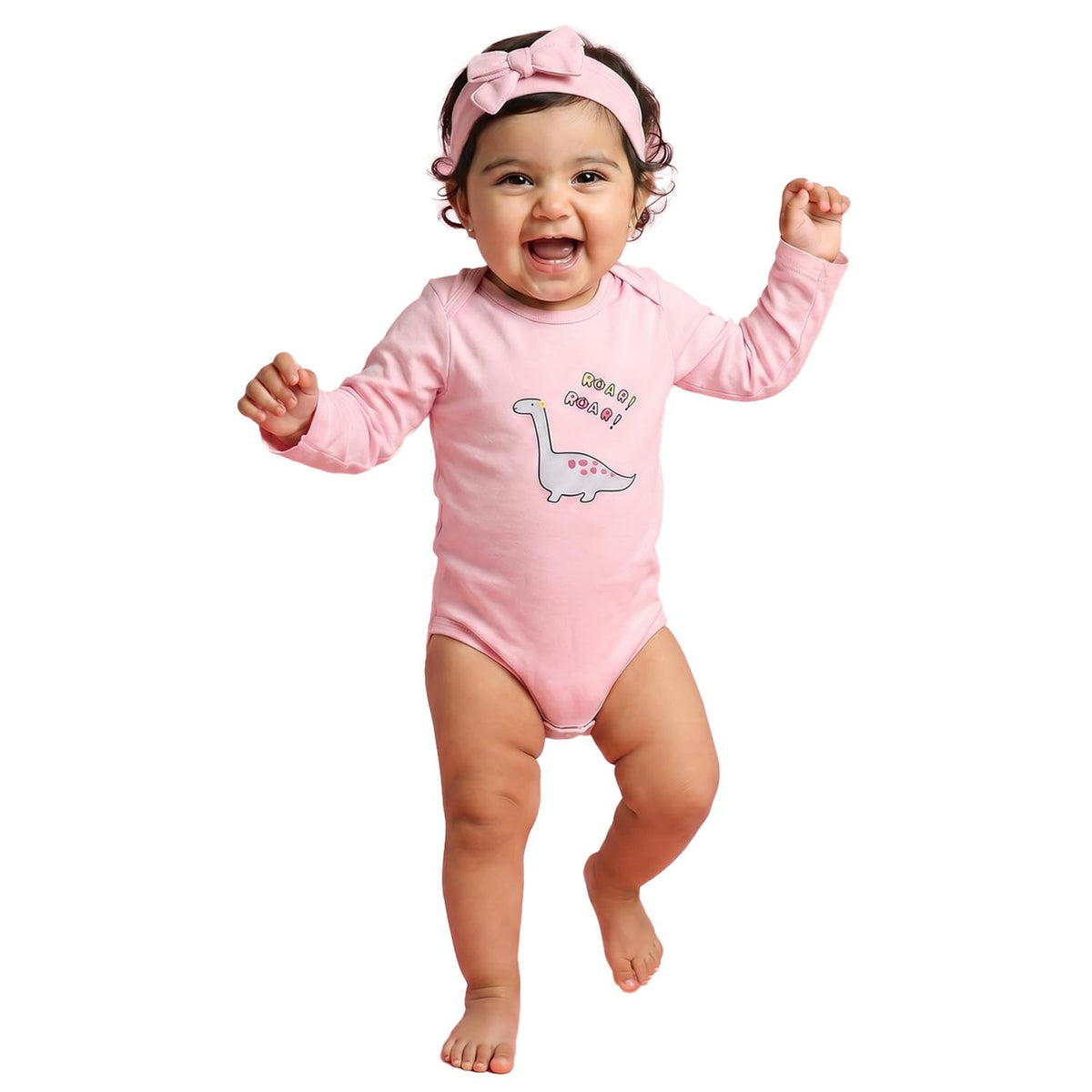 Nautinati Nauti Nati Infants Cotton Dinosaur Print Gift Set With Bib, Booties And Headband (Nnnics1000061824 Months_Light Pin 18-24