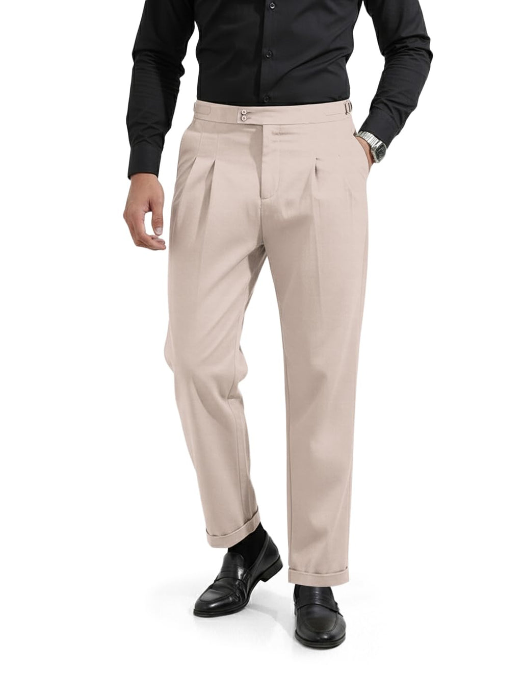 The Indian Garage Co Mens Mid-Rise Stretchable Relaxed Fit Gurkha Pants