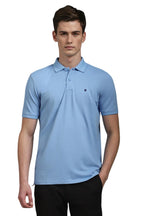 Louis Philippe Men Cotton Solid Regular Fit T-Shirt (Lpkpmrgbt94094_Light Blue, Large)