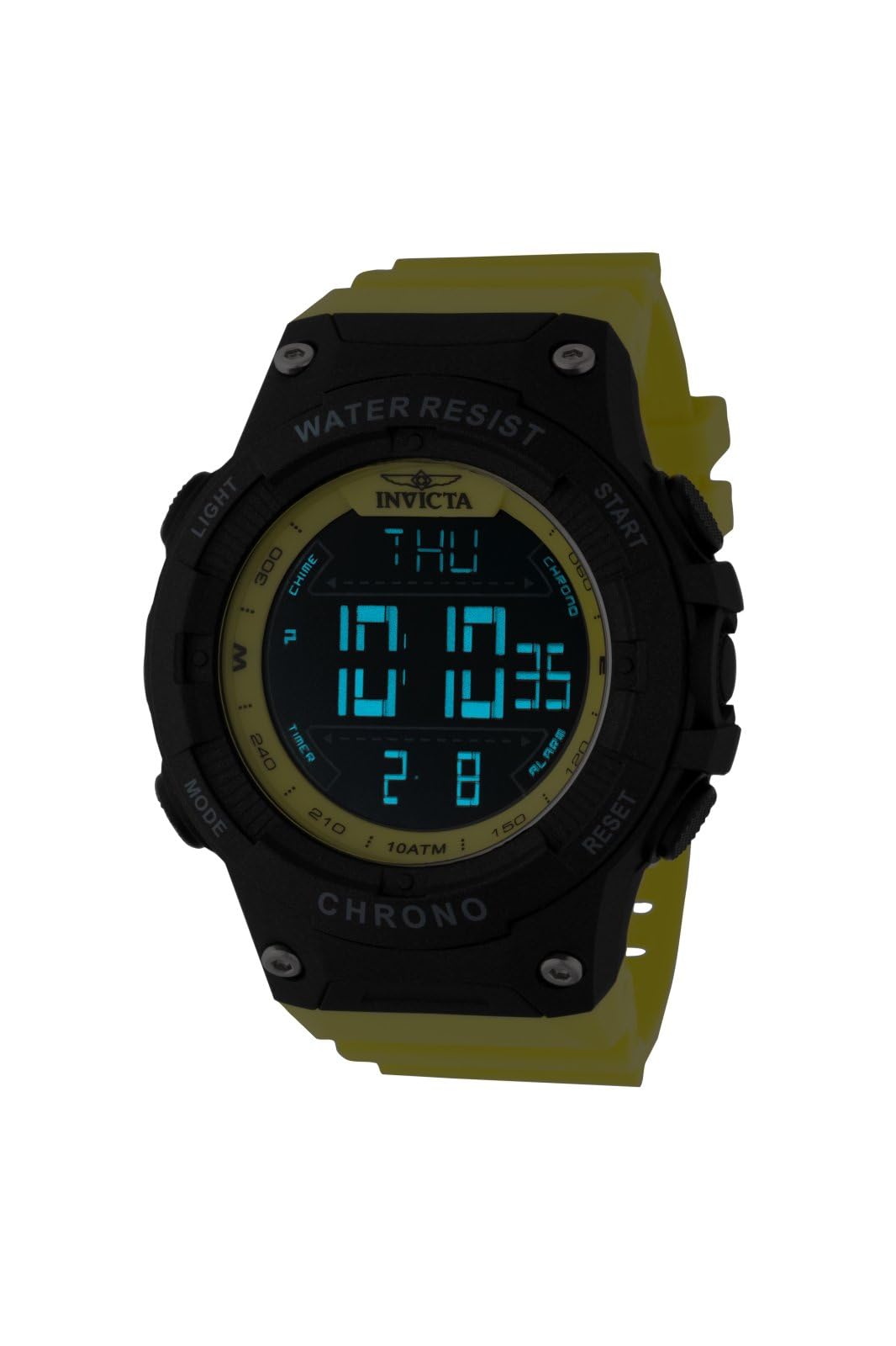 Invicta Racing Men 52mm Plastic Black dial Electronic Digital