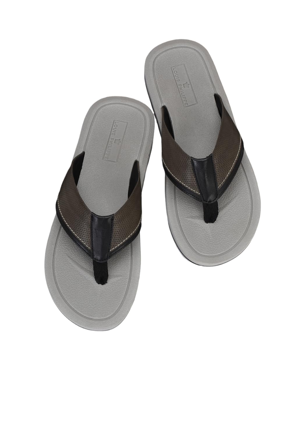 Louis Philippe Men Grey Solid Flip Flops