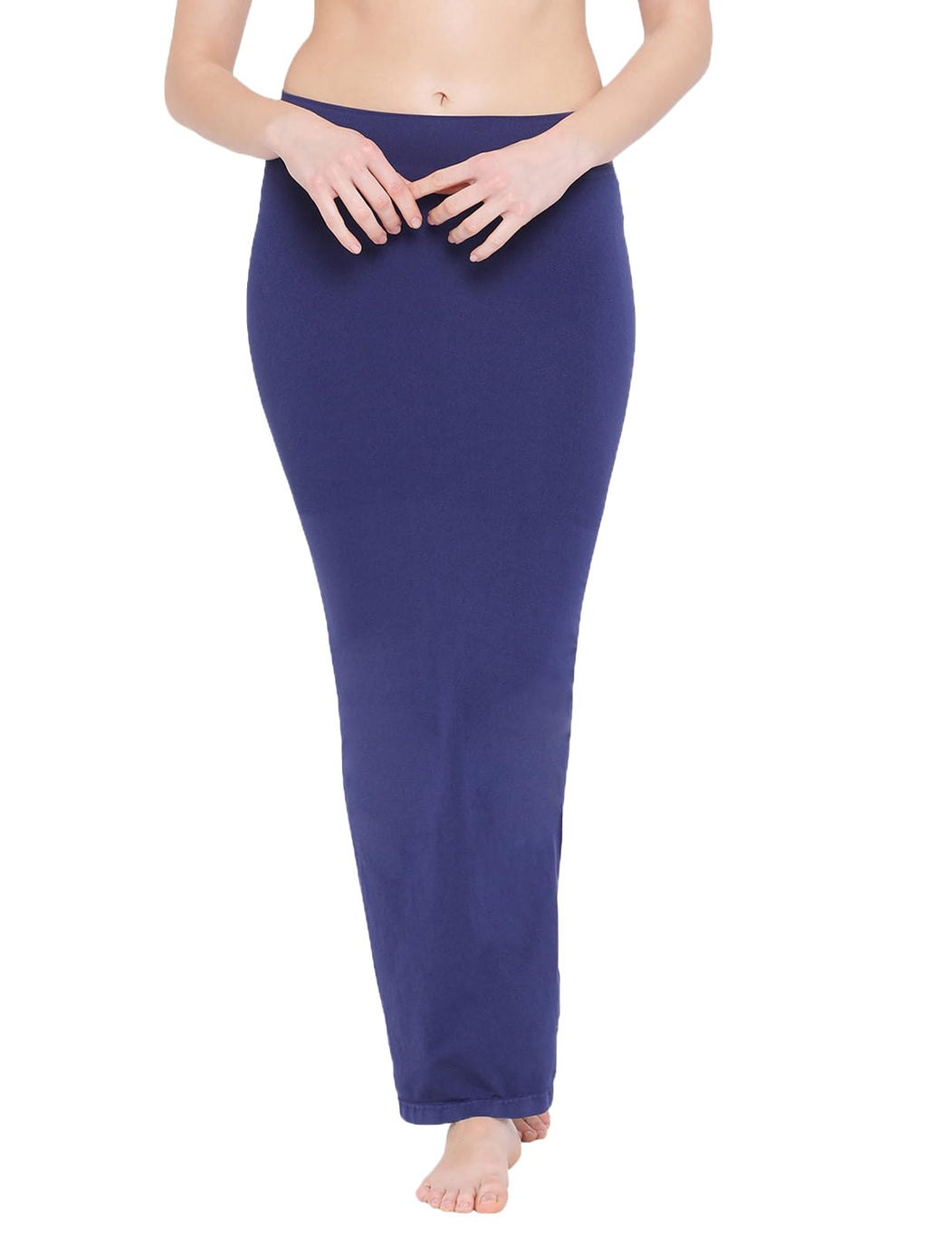 Clovia Women'S Petticoat Style Saree Shapewear With Side Slit (Sw0023P08_Dark Blue_L)