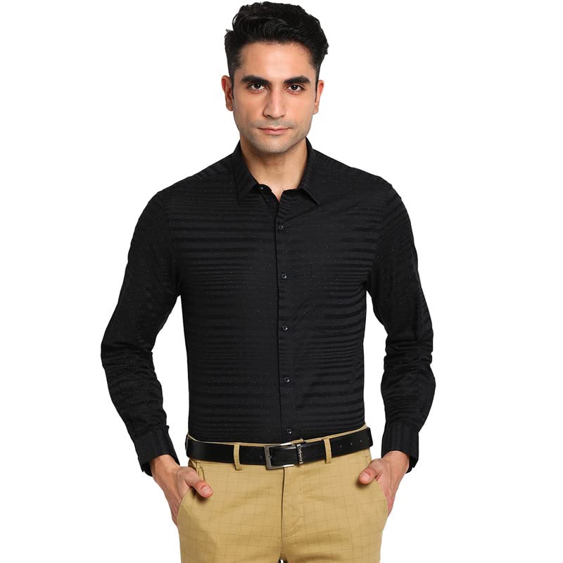 Turtle Men Cotton Black Slim Fit Printed Casual Shirts