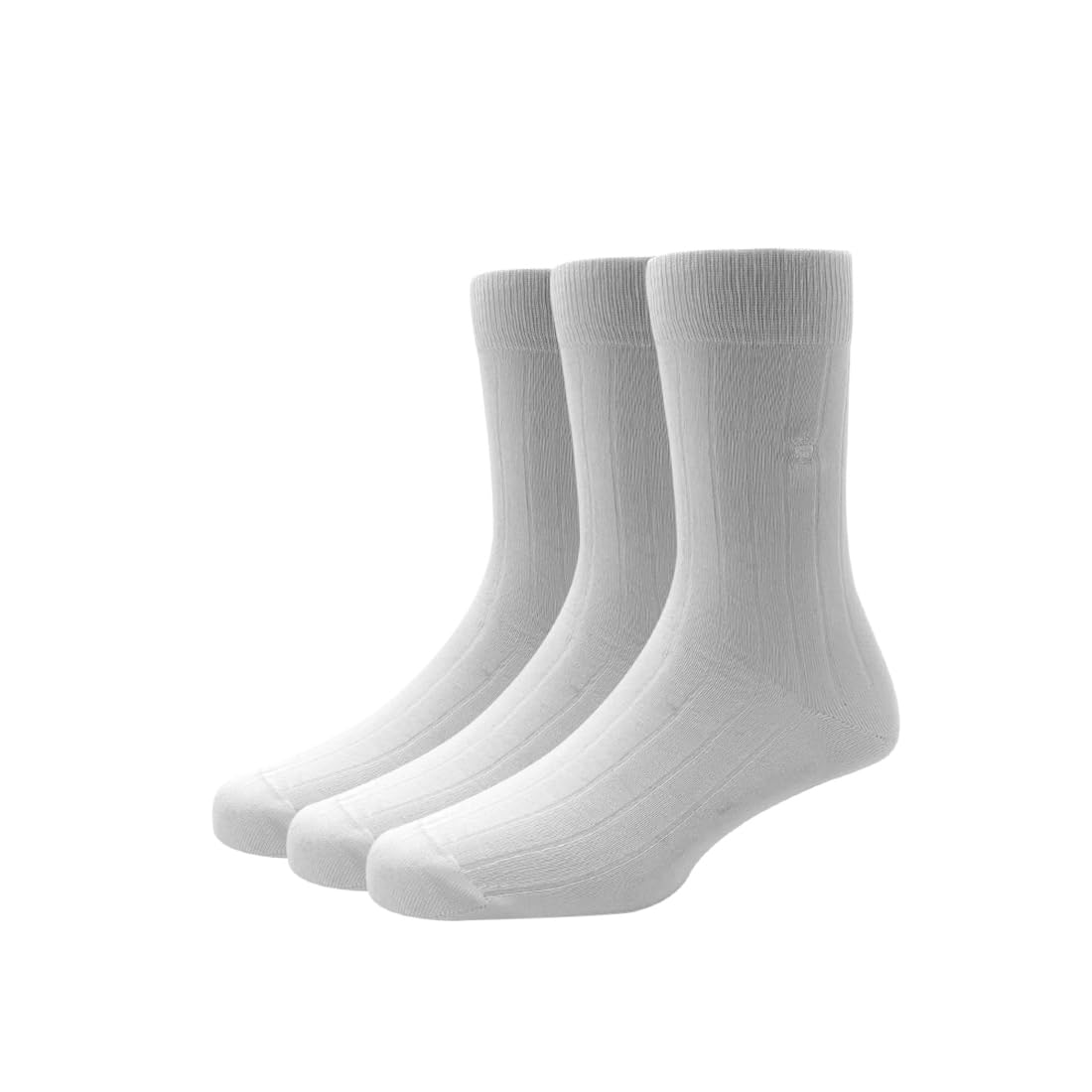 Louis Philippe Cotton Full Length MenS Full Rib Pattern Socks (Pack Of 3) - White