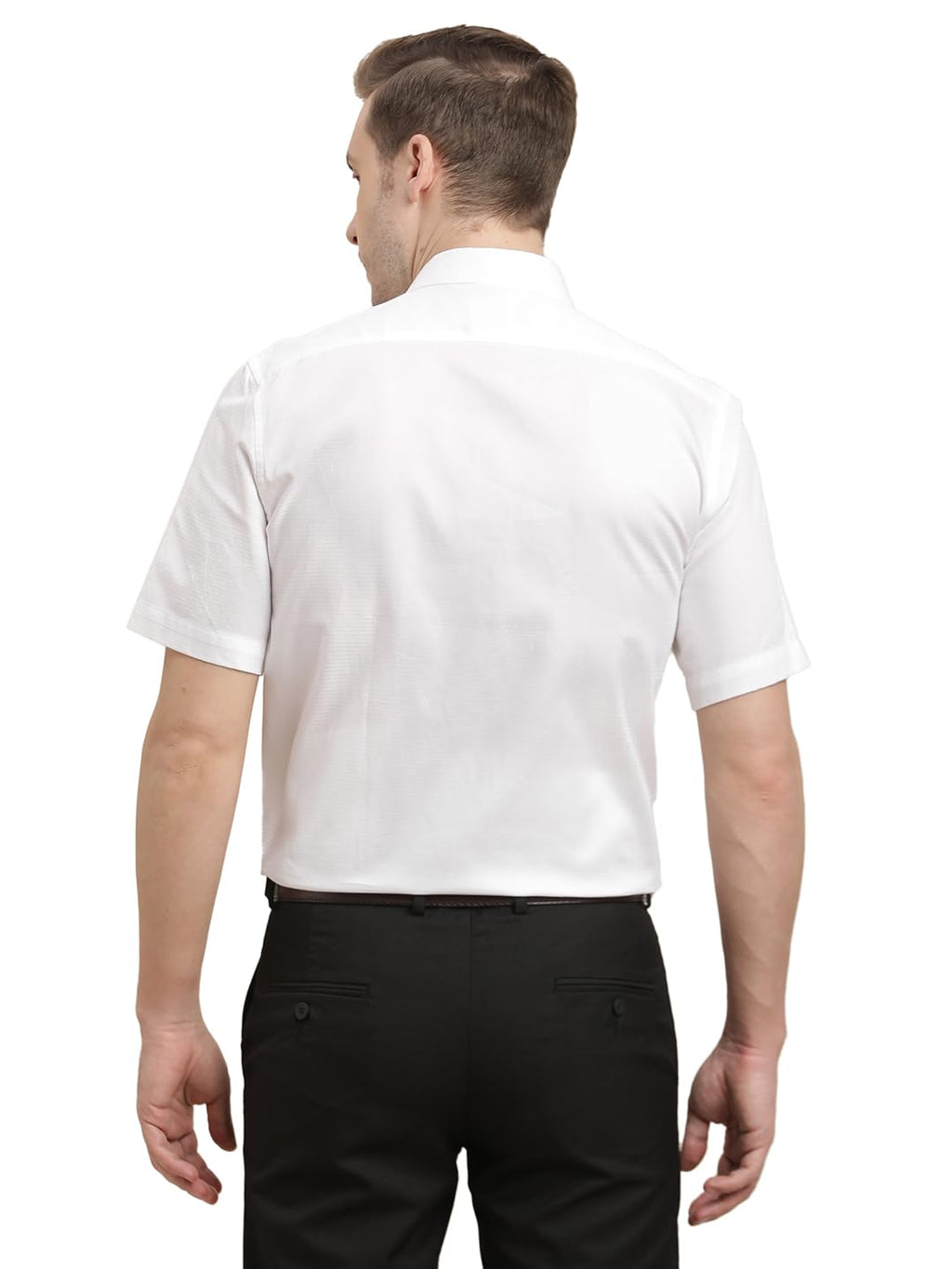 Turtle Men 100% Cotton Regular Fit White Dobby Print Half Sleeve Formal Shirt