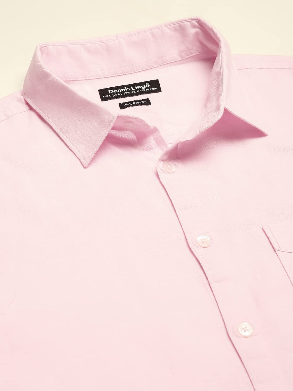 Dennis Lingo MenS Cotton Solid Slim Fit Casual Shirt With Pocket, Roll Up Full Sleeve Shirt For Formal & Casual Wear (C615_Pink