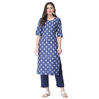 Pinkmint Women'S Color Blukp-E Crepe Straight Kurta And Pant Set (Ukp-2001_Xxl) Blue