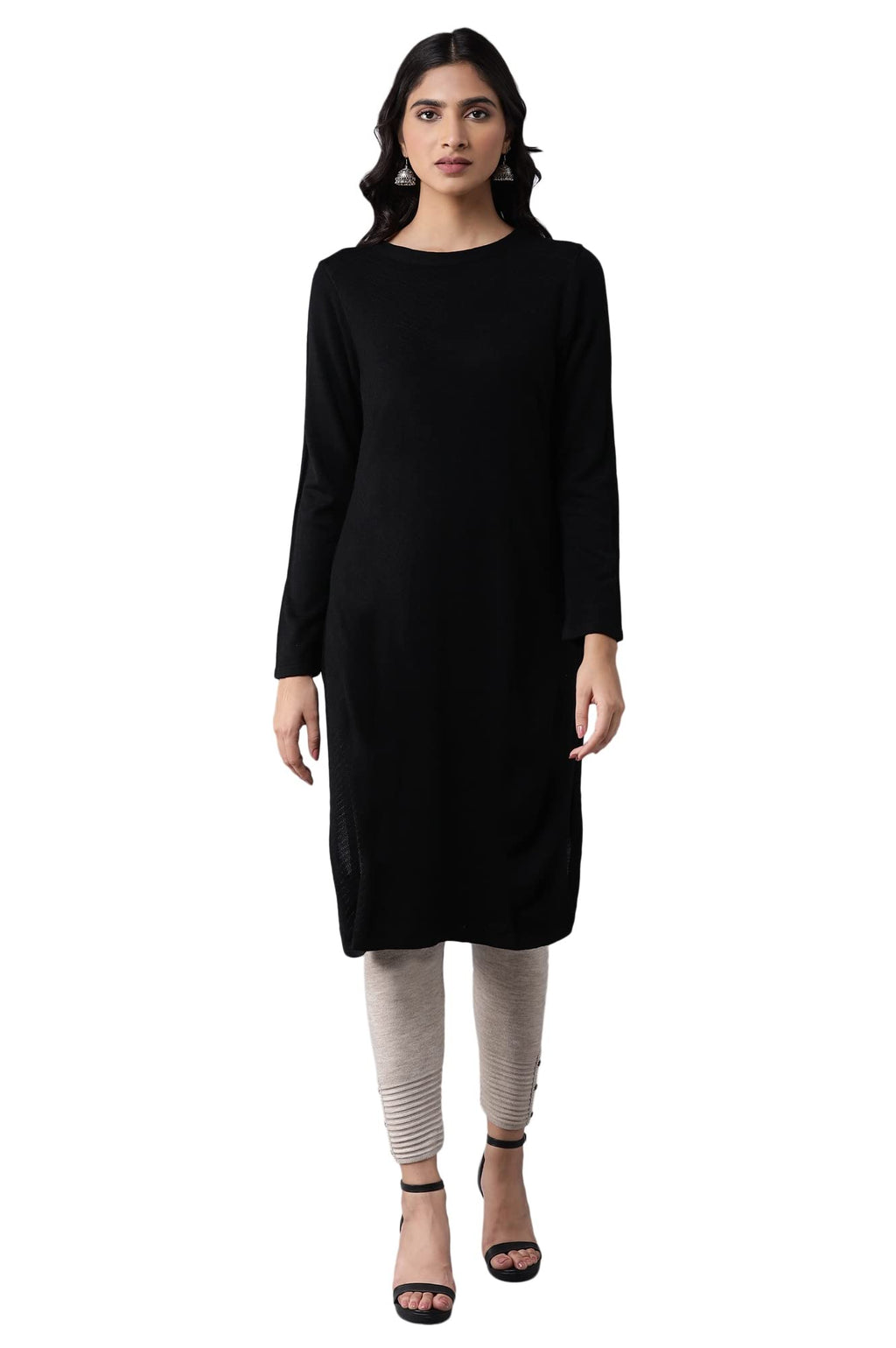 W For Woman Women'S Acrylic Black Slim Fit Winter Dress Knee-Length (21Now17246-215961 3Xl)