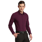 Turtle Men Burgundy Cotton Solid Slim Fit Formal Shirts