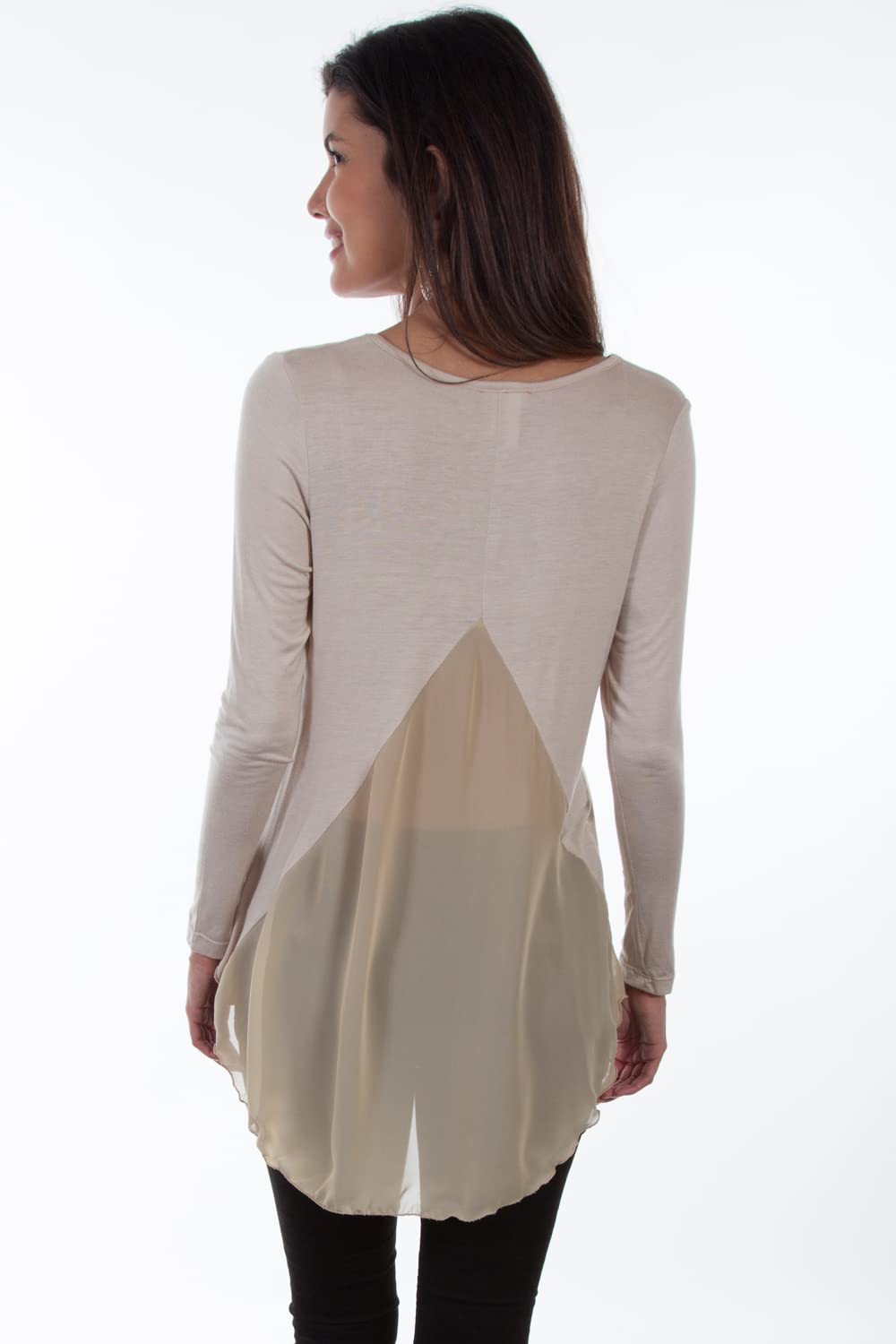 HI/LO KNIT TOP W/CHIFFON