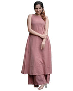ANNI DESIGNER Women's Rayon Blend Anarkali Solid Kurta with Palazzo (Maniraj Pink_L_Pink_Large)