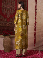 ANNI DESIGNER Womens Rayon Blend Straight Printed Kurta with Pant (KEJRI Gold_S_Gold_Small)