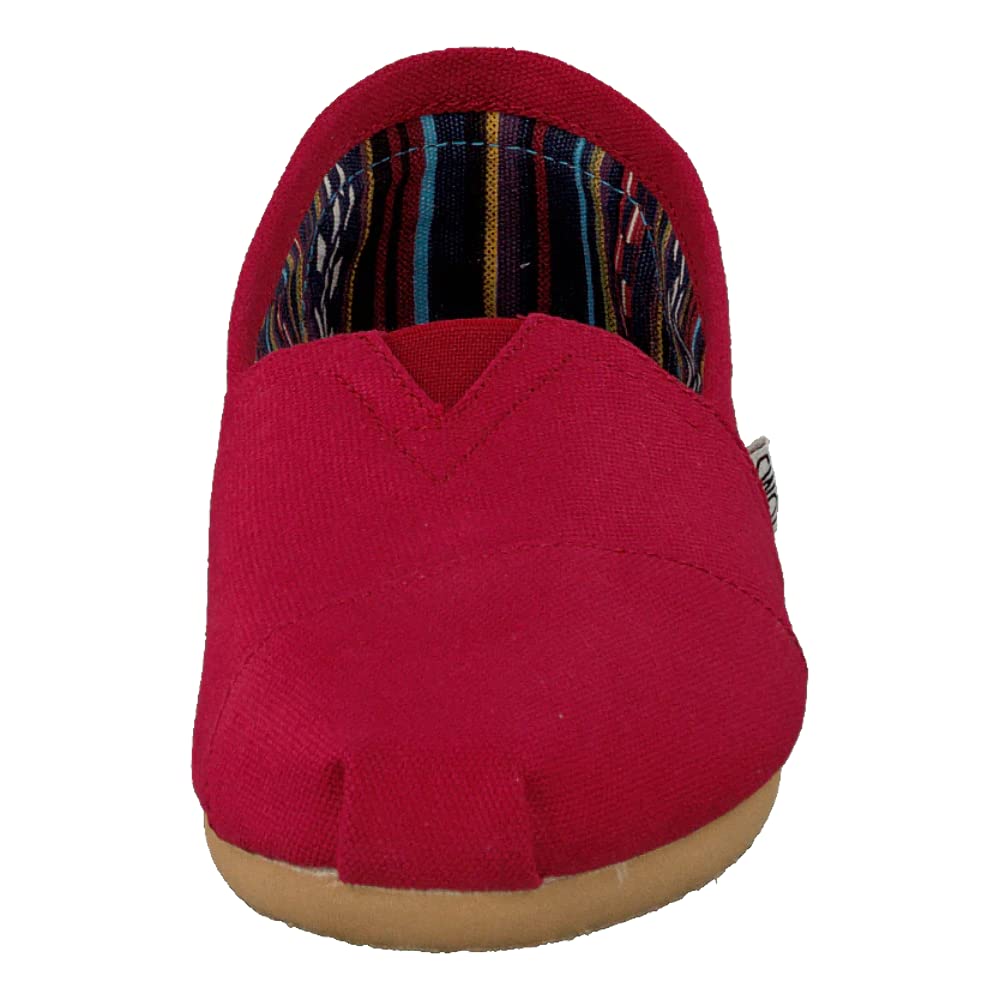 TOMS Women's Espadrille Loafer Flat, Red Canvas, 8