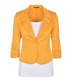 AulinA collection Womens casual Work Solid color Knit Blazer Mustard 2X