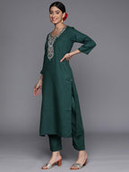 Varanga Women'S Cotton Blend Kurta Set (Nv_Vskd31157_Vardup1170_Green