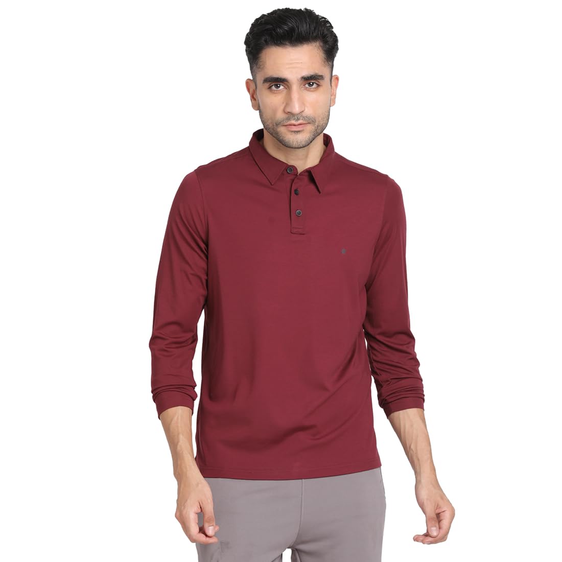 Turtle Men Cotton Tencel Slim Fit Maroon Polo T-Shirt
