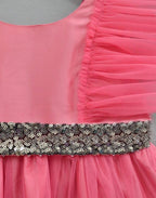 A.T.U.N. Girls Solid Sleeveless Net Dress Rouge