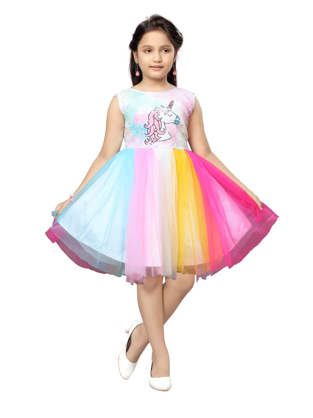 Aarika Girls Multi Color Round Neck Frock (NFK-13010-MULTI-18)